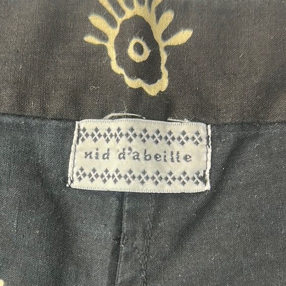 Linen Boho Trousers with Ornate Elephant Pattern Button zipper front Relax Baggy - Picture 2 of 7